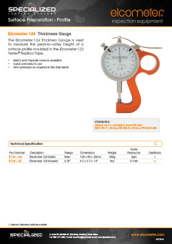 Elcometer 124 Thickness Gauge Brochure