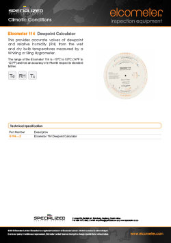 Elcometer 114 Dewpoint Calculator Brochure