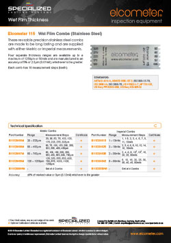 Stainless Steel Wet Film Combs Brochure