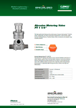 Abrasive Metering Valve PT 1 1/4 Brochure Cover