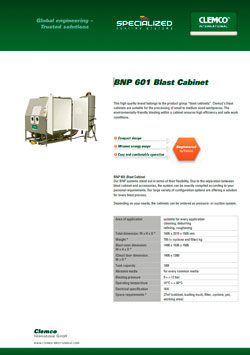 BNP 601 Blast Cabinet Brochure Cover