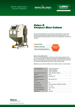 Pulsar II Compact Blast Cabinet Brochure Cover