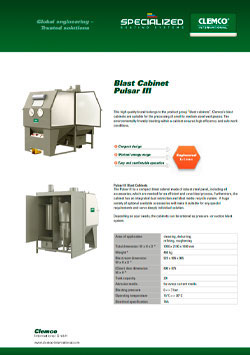 Pulsar III Compact Blast Cabinet Brochure Cover