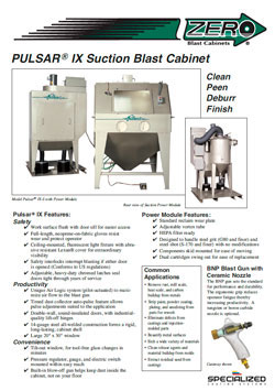 Clemco Pulsar Suction and Pressure Blast Cabinets