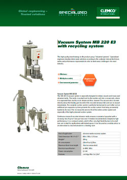 Vacuum System MB 220 E3 with recycling system Brochure Cover