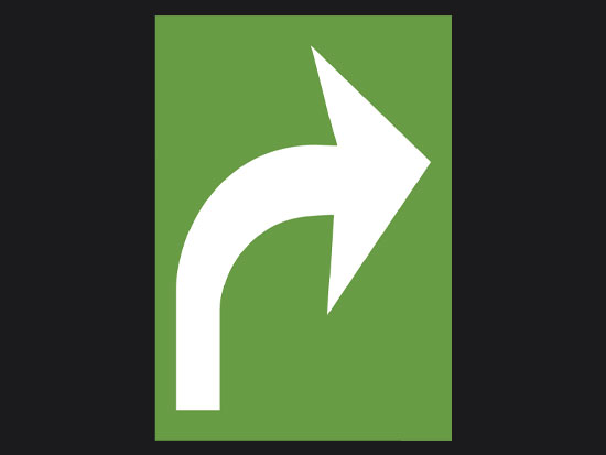 Non Skid Bicycle Arrow Right Green Panel Marking