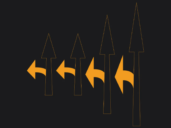 Yellow Preformed Thermoplastic Left Turn Arrows