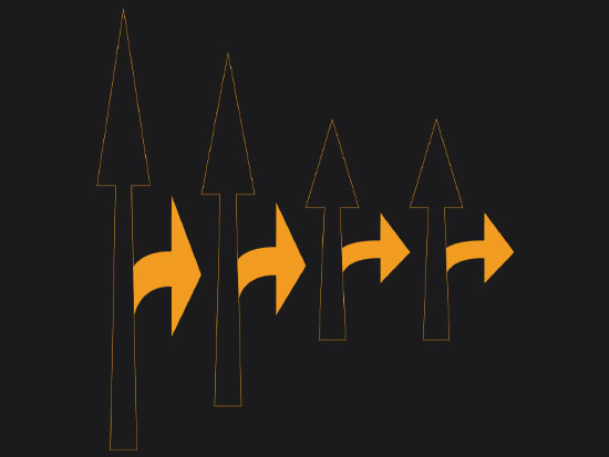 Yellow Preformed Thermoplastic Arrows Right Turn