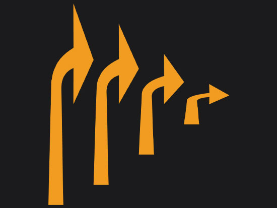 Preformed Thermoplastic Arrows Right Turn Yellow