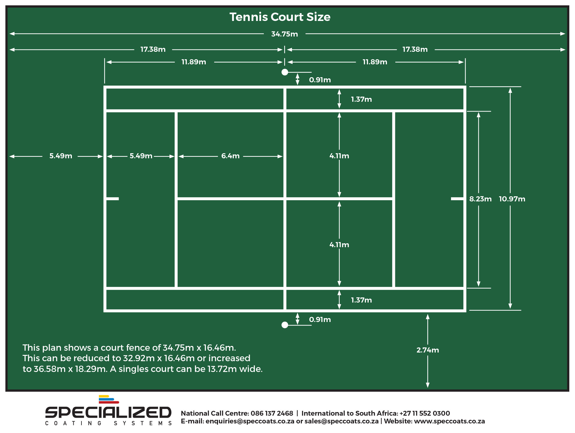 Standard Tennis Court Layout